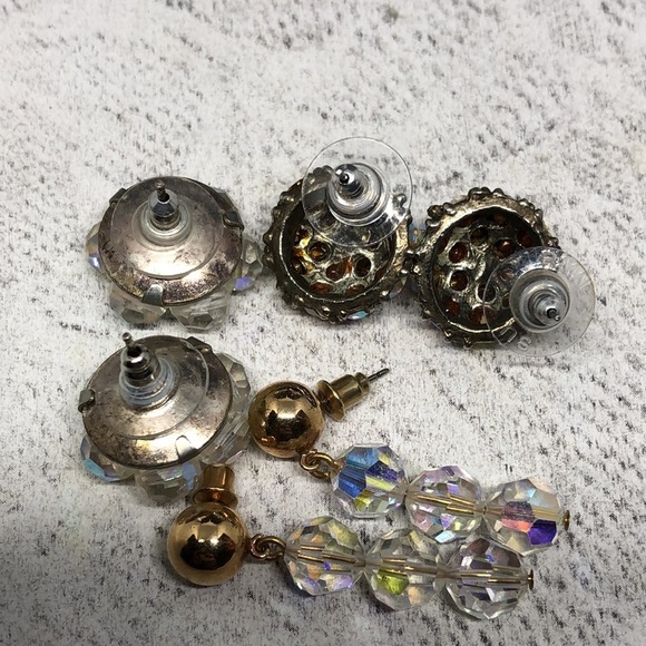 Curated bundle AB Aurora Borealis vintage statement glam earrings dressy formal - Picture 3 of 7